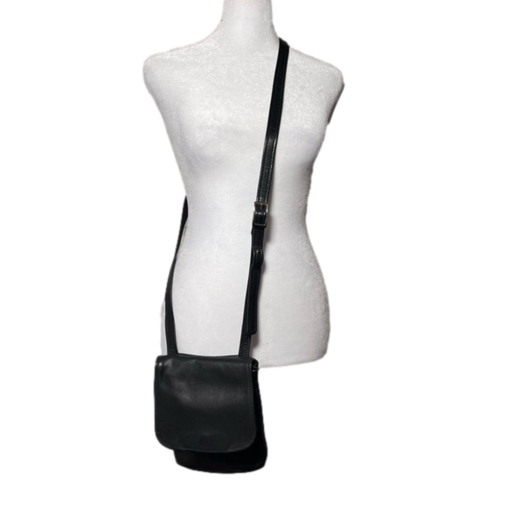 NWOT Handcrafted Genuine Leather Crossbody Bag Flap Front Artisan Handmade Black